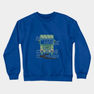 Green truck art motif illustration with paisley design pattern saying honk honk coming through Crewneck Sweatshirt